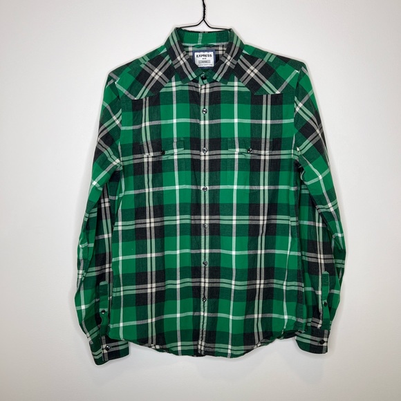 Express Other - Express Plaid Stretch Corduroy Shirt - Medium